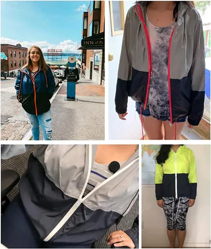 Vista 5 de SoTeer Chubasquero impermeable con capucha para mujer, rompevientos S-XXXL