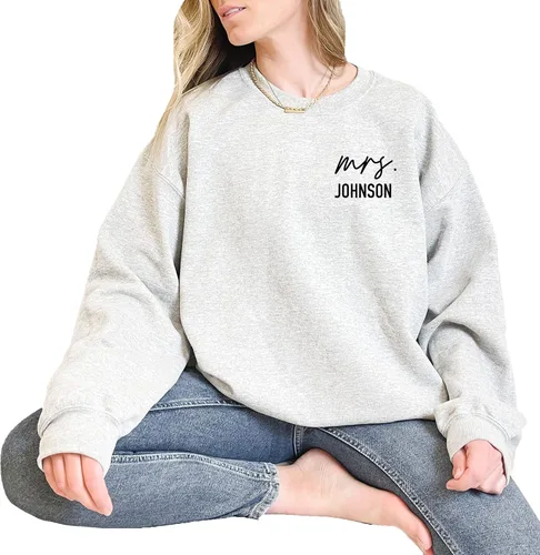 Vista 4 de Sudadera de la señora - Sudadera personalizada de la señora - Nueva señora - Pijamas de luna de miel - Regalo de boda - Regalo de compromiso