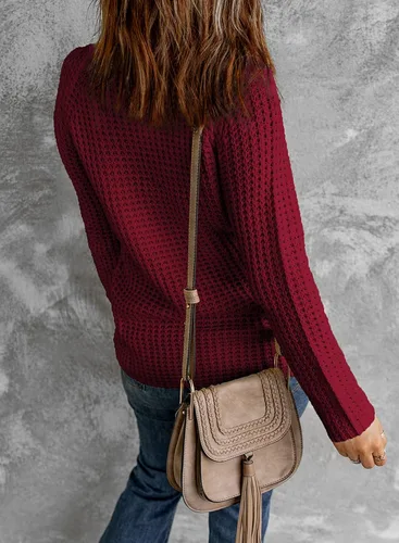 Vista 2 de Asvivid - Suéteres de otoño para mujer, con cuello holgado, a la moda, de manga larga, asimétricos