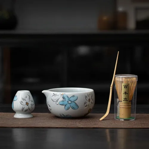 Vista 9 de Juego de batidor de matcha, juego de 4 piezas para ceremonia de matcha con batidor de matcha, cuchara de bambú de matcha, soporte para batidor