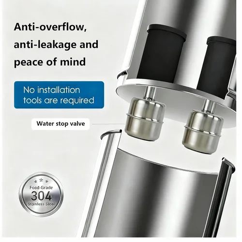 Vista 2 de Sistema de filtro de agua por gravedad de ultrafiltración de 2.25 G, sistema de encimera de acero inoxidable 304 con 2 filtros, grifo de metal