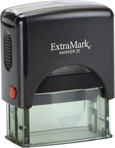 Vista 2 de ExtraMark Sello de dirección de devolución – Sello personalizado de 3 líneas – Sello de texto personalizable – Diseño autoentintado