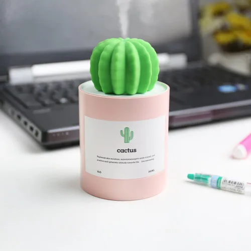 Vista 2 de Minihumidificador, 280ml USB Portátil Cactus Difusor de aire con niebla fría, Funcionamiento Ultra-silencioso para Dormitorio Hogar Oficina Yoga