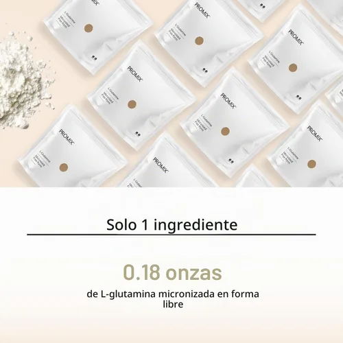 Vista 3 de ProMix Nutrition L Glutamina en polvo, sin sabor - 180 porciones