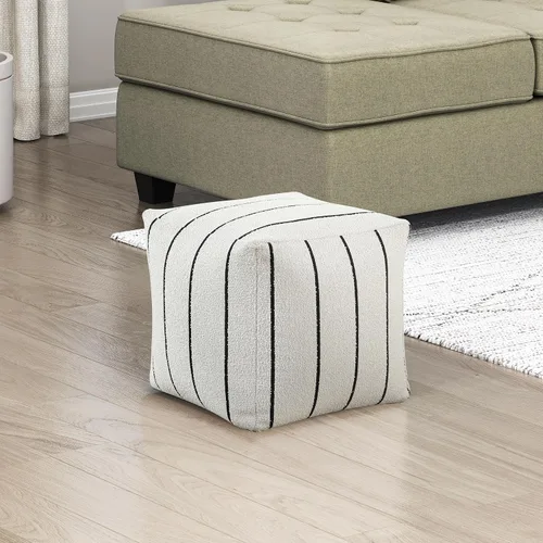Vista 8 de Lexicon Puf otomano, reposapiés otomano cuadrado, puf de tela de chenilla, taburetes pequeños para sofá con relleno para sala de estar/dormitorio