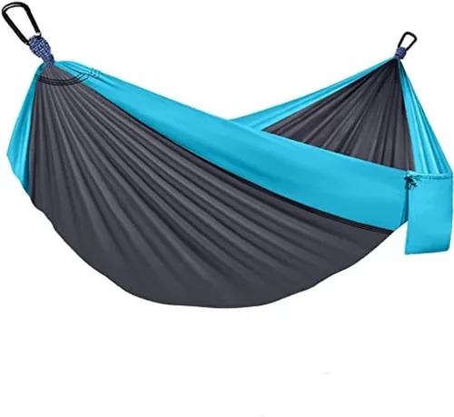 Vista 36 de Hamaca doble ajustable de capacidad de 550 libras con soporte de acero resistente de 10 pies, incluye funda de transporte portátil, fácil de Azul