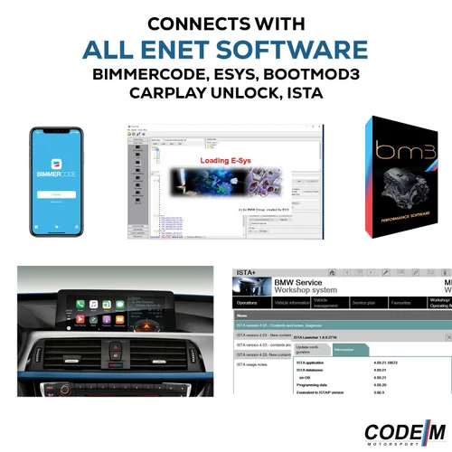Vista 3 de Reloot ENET OBD2 Cable para BMW Serie F y G – 6.6 pies RJ45 Ethernet a 16 pines OBDII Codificación y Diagnóstico Cable para E-SYS, ISTA+, Bootmod3
