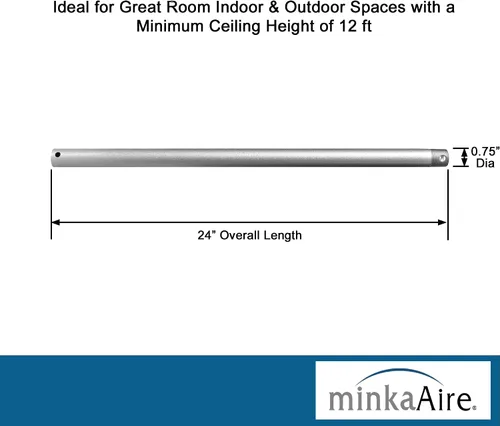 Vista 3 de Minka-Aire DR524-SL, varilla descendente de 24", plata