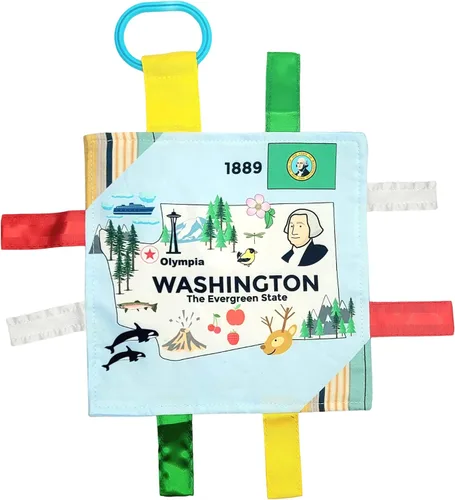 Vista 19 de Baby Jack & Co - Cochecito de juguete para bebés de 8 x 8 pulgadas con etiqueta del estado de Arkansas, juguetes arrugados para desarrollar cinco