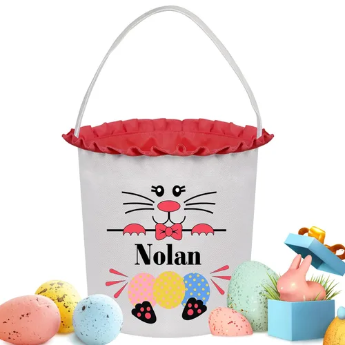 Vista 24 de Cestas de Pascua personalizadas para niños y niñas, cestas de conejo de Pascua personalizadas para niños, cesta de caza de huevos de Pascua, regalos