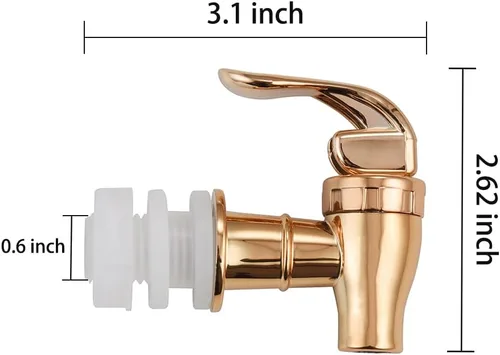 Vista 3 de Espiga de repuesto para dispensador de bebidas, espitas estilo empuje, boquilla de repuesto para dispensador de agua, color oro rosa, paquete de 2