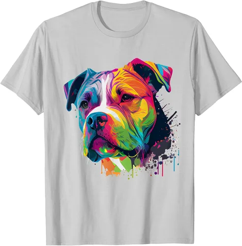 Vista 78 de Colorful American Bulldog American Bully Men Women T-Shirt Asphalt Grey
