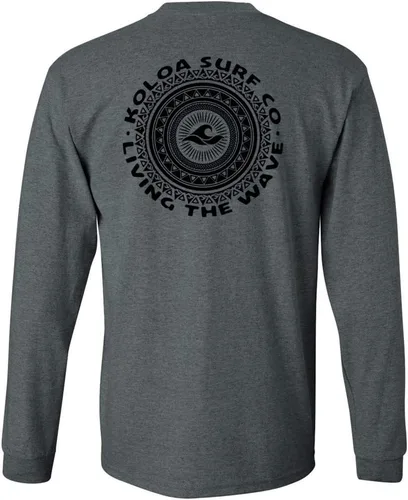 Vista 21 de Koloa Surf - Camiseta de algodón de manga larga con logotipo de círculo tribal para hombre, talla regular, grande y alta Azul acuático/logotipo