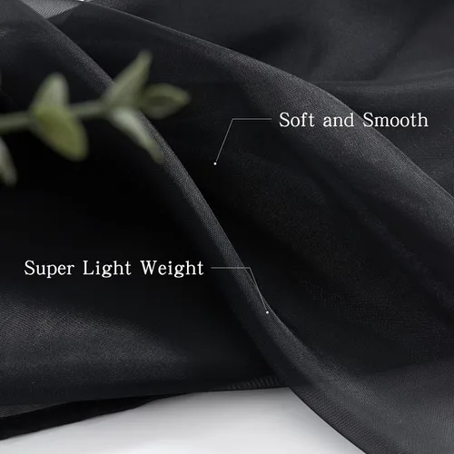 Vista 3 de Luvyohmee Cenefas de bufanda negras para ventanas, cenefa transparente de 144 pulgadas, cenefas transparentes para ventanas, tela para drapear