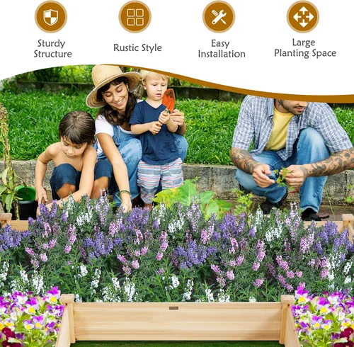 Vista 3 de S AFSTAR Cama de jardín elevada de madera, kit de jardinera divisible, cama elevada para plantar flores al aire libre, macetas sobre el suelo