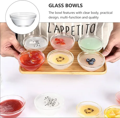 Vista 8 de DOITOOL 6 cuencos de vidrio pequeños para preparación de comidas, apilables, transparentes, para postres, dulces, frutos secos, para preparación
