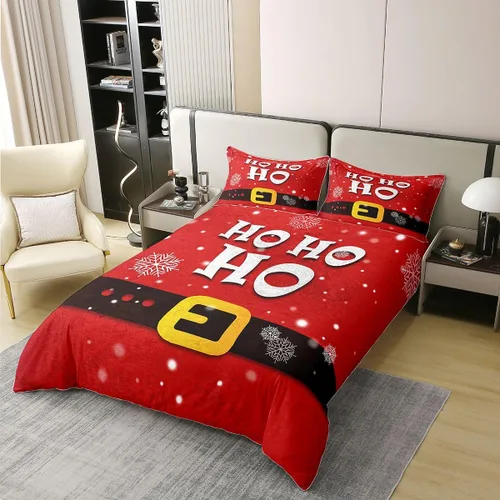 Vista 32 de Funda de edredón de árbol de Navidad 100% algodón natural, juego de ropa de cama de copos de nieve de Navidad para niños y niñas, funda de edredón