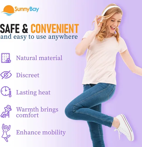 Vista 5 de Parche térmico SunnyBay para calambres menstruales, almohadillas de calor adhesivas activadas por aire para el período, calidez de 130 F hasta 8