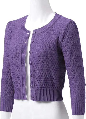 Vista 3 de Suéter de punto de algodón con botones y manga 34 para mujer (S-3XL)