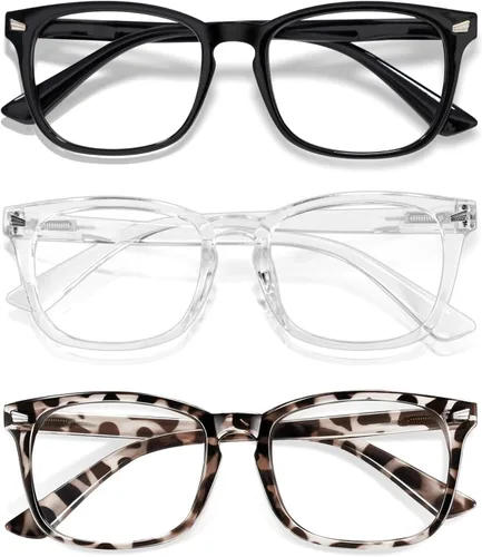 Vista 10 de Gafas de luz azul para niños, paquete de 3 unidades, marco flexible TR90 inastillable, lentes transparentes y rojas, gafas falsas para niños de 2 a