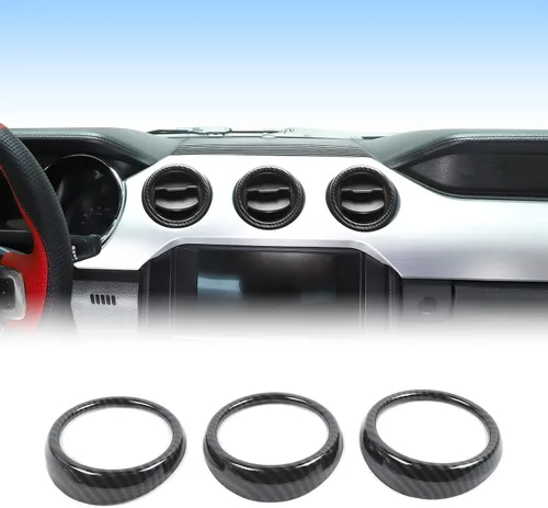 Vista 10 de RT-TCZ Anillo de cubierta de ventilación de salida de aire acondicionado para consola central, accesorios interiores para Ford Mustang 2015-2022, 3