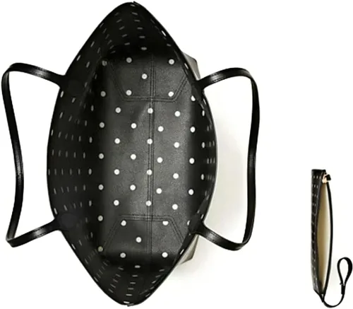 Vista 4 de Kate Spade x Disney Minnie Mouse - Bolso grande reversible de cuero (blanco multicolor), Blanco Multi