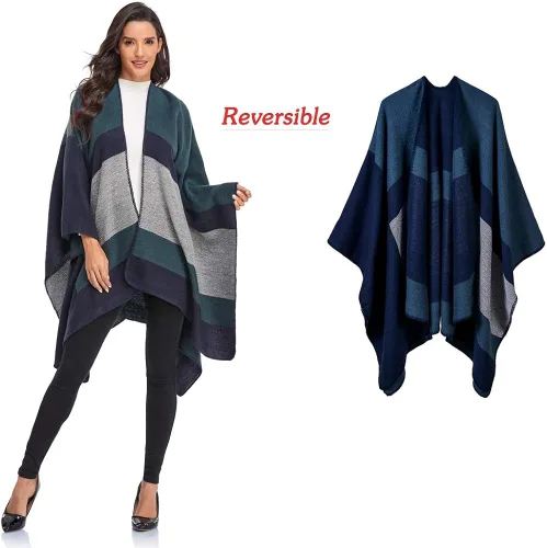 Vista 2 de Immerguter Capa tipo poncho tipo chal para mujer para otoño e invierno