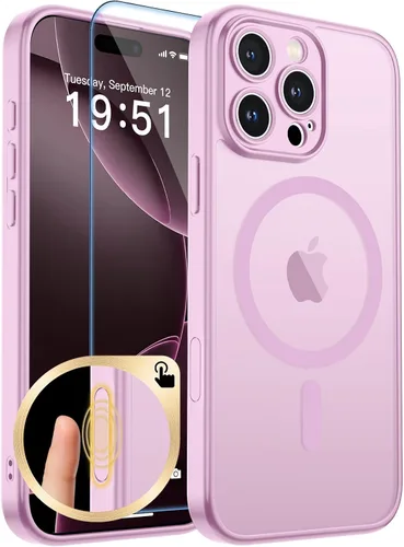 Vista 199 de zapica Funda magnética para iPhone Air, con protector de pantalla de vidrio templado, compatible con MagSafe, translúcida mate, a prueba de golpes