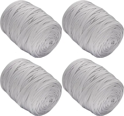 Vista 39 de 400g de hilo de tela elástica para tejer con ganchillo para DIY, 119 metros de hilo de espagueti grueso para tejer para proyectos de bolso, cesta