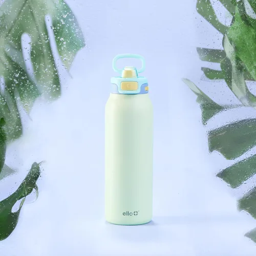 Vista 2 de Ello Pop & Fill botella de agua de acero inoxidable de 22 onzas con tecnología de llenado rápido, metal de doble pared y aislado al vacío, tapa