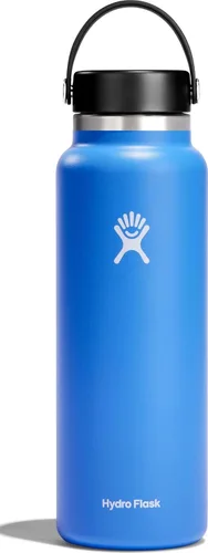 Vista 65 de Hydro Flask Botella de agua – Acero inoxidable aislado – Tapa flexible de boca ancha, antiderrames, a prueba de fugas y recargable en agave de 20