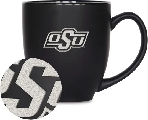 Vista 281 de Rico Industries - Taza de cerámica mate negra con grabado láser estándar de 15oz para NCAA (escuelas T & U) - Para bebidas calientes o frías
