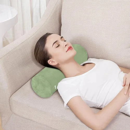 Vista 5 de YETTASBIN Almohada redonda cilíndrica de color verde salvia para aliviar el dolor de cuello, suave y transpirable, almohada de espuma viscoelástica