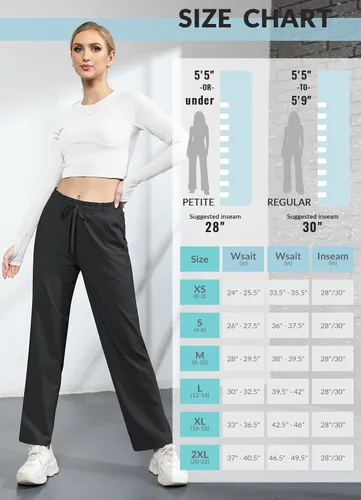 Vista 6 de BALEAF Pantalones deportivos de pierna recta para mujer, pantalones deportivos de pierna ancha, bolsillos elásticos y suaves para entrenamiento