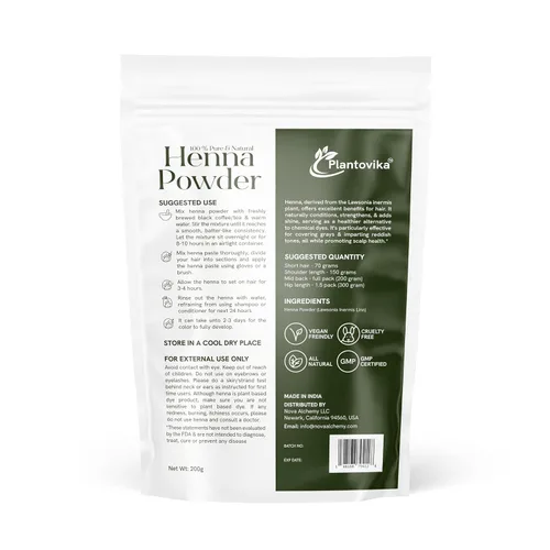 Vista 2 de Polvo de henna 100% natural y puro/Lawsonia Inermis para el cabello, color rojo anaranjado, triple desplazamiento, pasta de henna suave y conos, sin