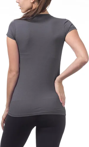 Vista 2 de Pro Club Camiseta de manga corta con cuello redondo para mujer, Grafito