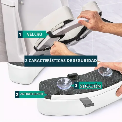 Vista 4 de Lunderg Elevador acolchado para asiento de inodoro para personas mayores, añade 3 pulgadas. Ajuste universal. Cojín de asiento de inodoro elevado