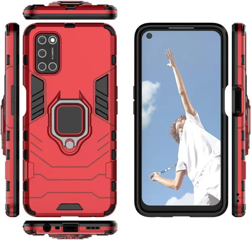 Vista 3 de Compatible con funda Oppo A52, soporte de anillo de metal a prueba de golpes (funciona con soporte magnético para automóvil), cubierta resistente