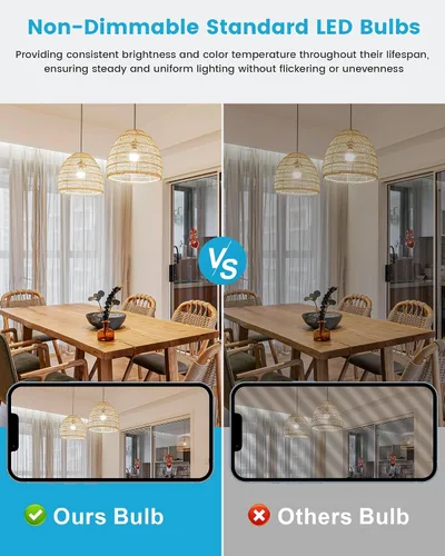 Vista 5 de Bombilla LED A19, bombillas E26 de 9 W (equivalente a 60 vatios), blanco frío de 5000 K, base estándar de 800 lm para cocina, sala de estar