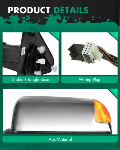 Vista 5 de SCITOO Espejos de remolque compatibles con Dodge 2009-2017 para Ram 1500 2010-2017 para Ram 2500 3500 con luz de charco de señal de giro calentada