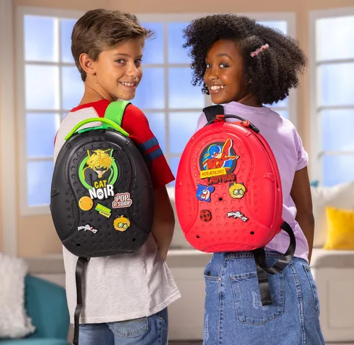 Vista 5 de Miraculous Mariquita - Bolsa impermeable con correas ajustables, Negro -, Gato Noir