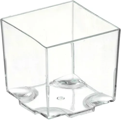 Vista 5 de Restaurantware Mini tazas de postre de 2 onzas, 100 tiradores cuadrados para postres, desechables Quadrato de plástico negro, tazas de parfait