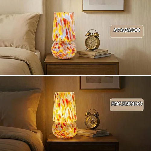 Vista 5 de Lámpara de mesa de cristal de seta de 9.8 ″, lámpara de mesa moderna Confeti Pastel