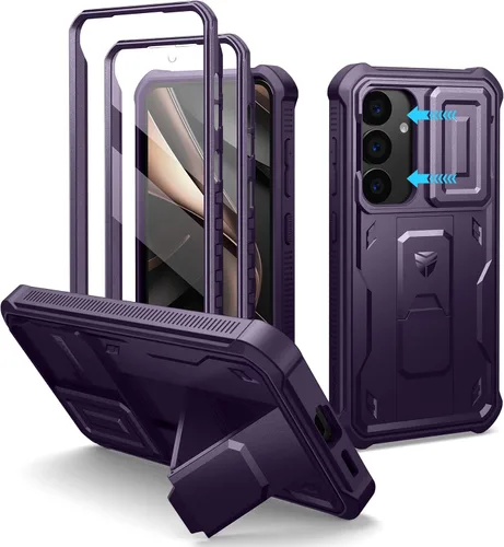 Vista 19 de Dexnor Funda para Samsung Galaxy S24 con Cubierta Deslizante Integrada para Cámara y Protector de Pantalla y Soporte, Funda Resistente a los Golpes