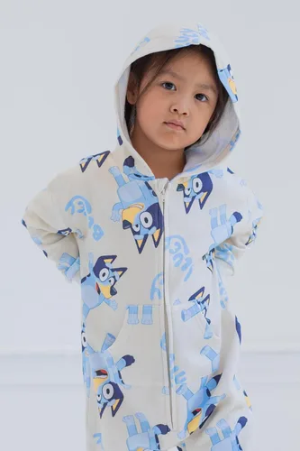 Vista 3 de Bluey Overol de forro polar con cremallera para niñas pequeñas a niños pequeños