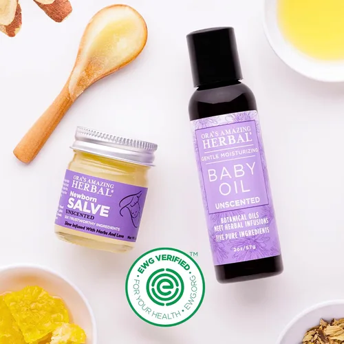 Vista 2 de Recién nacido ungüento & Baby Oil Set, Baby Acné Eczema Pañal Rash Cradle Cap Tratamiento natural, Aceite de ricino de regaliz de caléndula