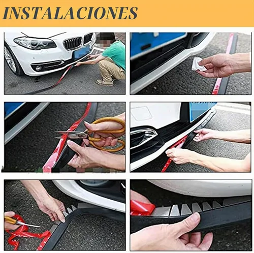 Vista 3 de Protector de Parachoques Delantero de Coche Autoadhesivo Divisor Automático Alerón de Falda de Carrocería Borde de Parachoques de Goma Moldura