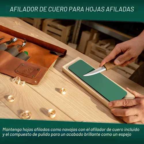 Vista 8 de BeaverCraft Kit de tallado de madera de lujo S18X - Juego de cuchillos para tallar madera - Juego de herramientas para tallar cucharas