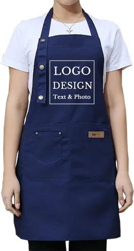Vista 14 de Delantal personalizado para hombres y mujeres, delantales de lona de cocina personalizados con bolsillos, nombre, texto, logotipo, imagen