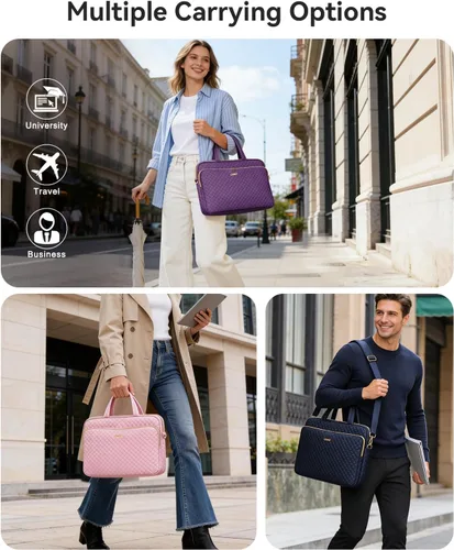 Vista 5 de Funda para laptop para mujeres y hombres, bolsa de mensajero, 14 Beige